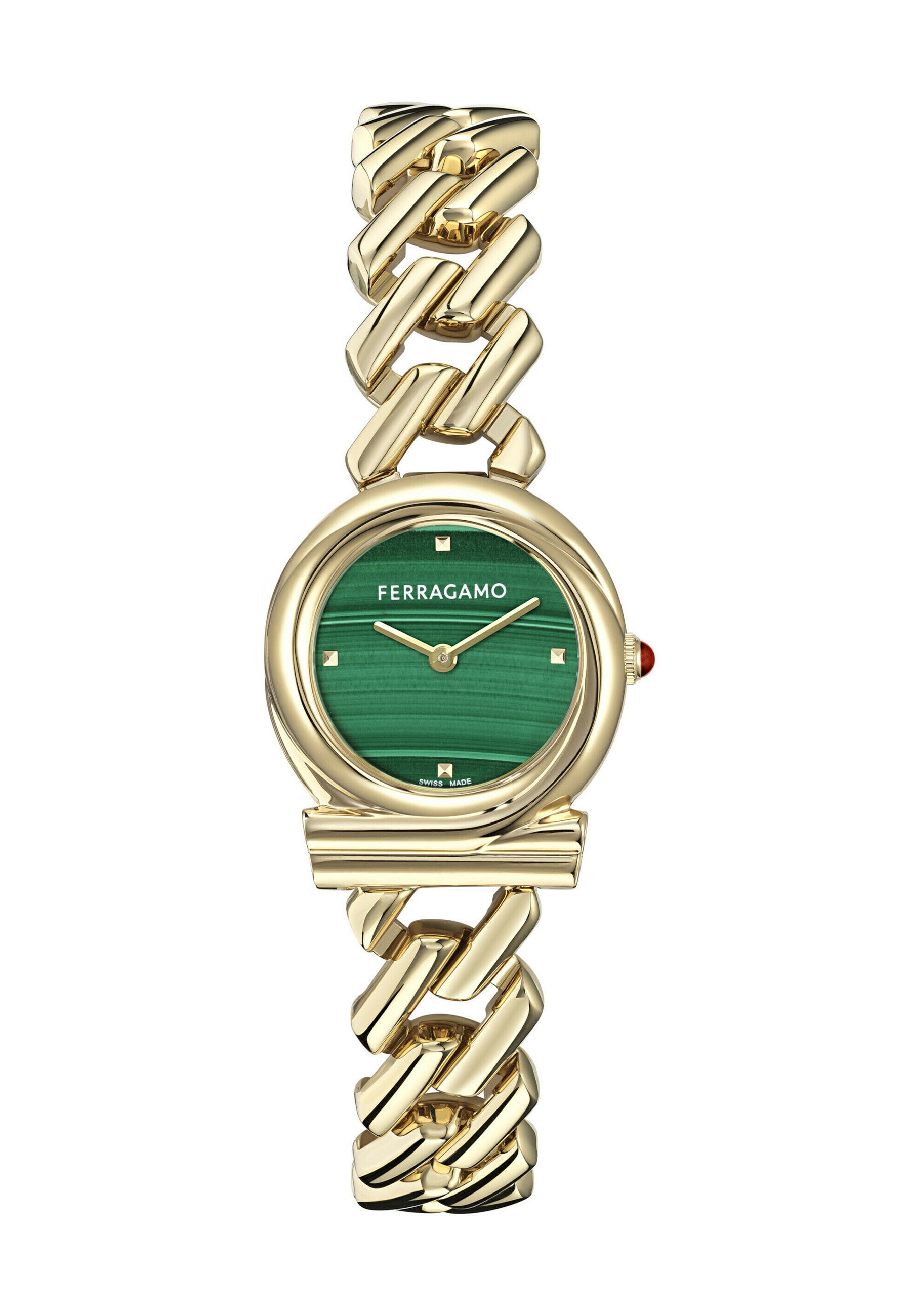 FERRAGAMO GANCINI TWISTED CHAIN Watch gold-tone/green/gold