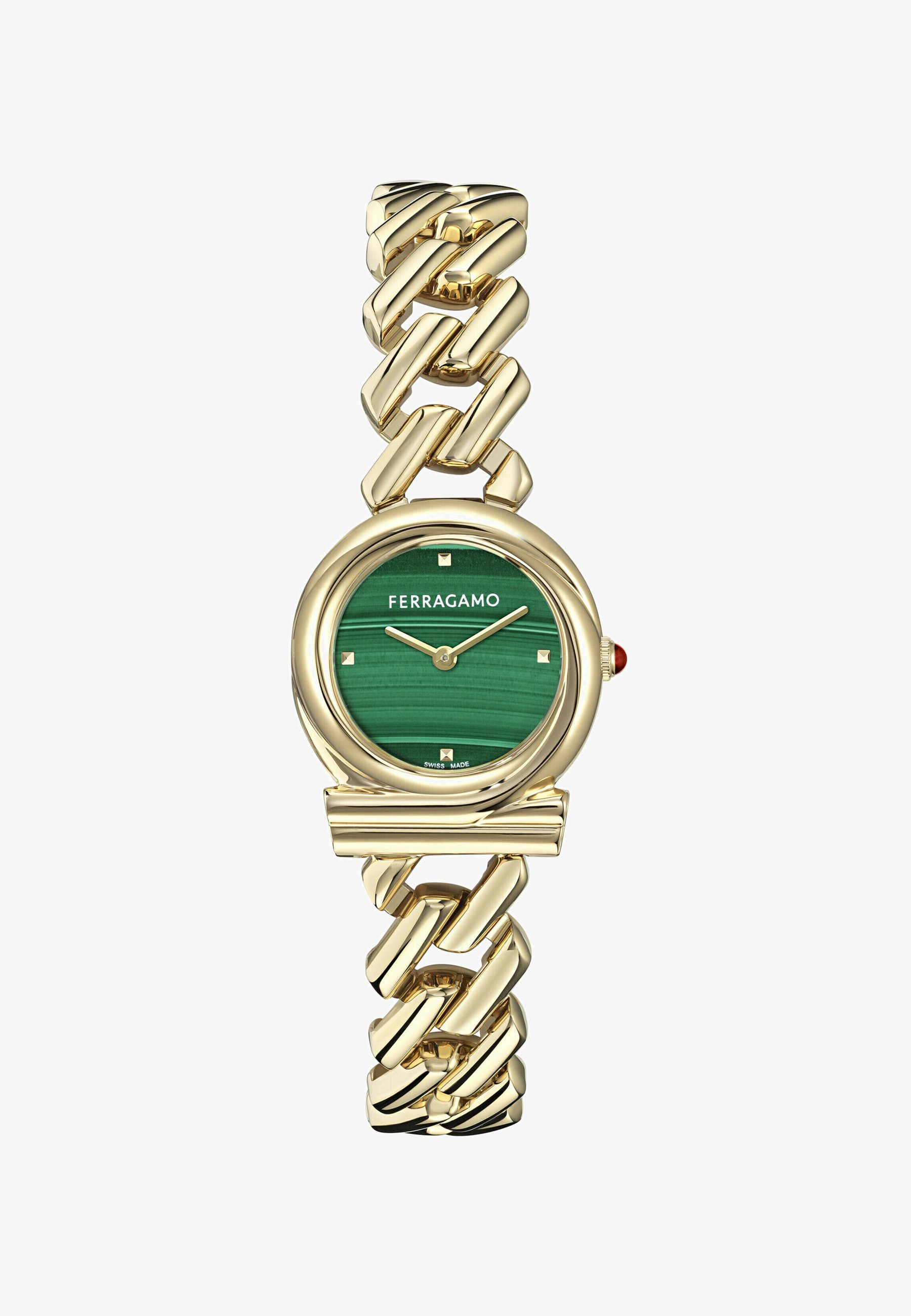 FERRAGAMO GANCINI TWISTED CHAIN Watch gold-tone/green/gold