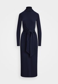 TIE FRONT TURTLENECK DRESS - Etuikjole - lighthouse navy