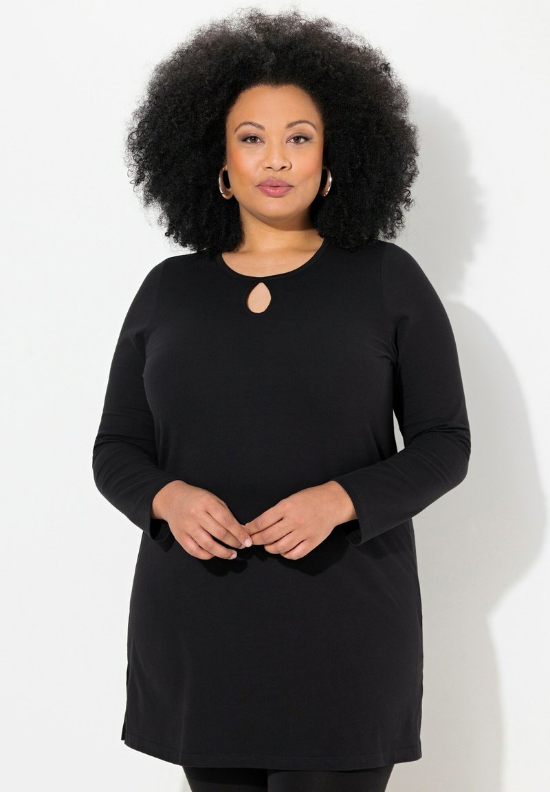 Ulla Popken ROUND NECKLINE SWING - Pitkähihainen paita - black
