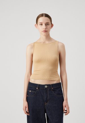 SLASH NECK TANK - Topper - light brown