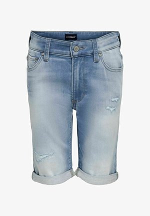 KOBMATT TURNUP DESTROYED - Shorts di jeans - light blue denim