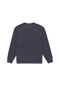 Felpa di un blu scuro con maniche lunghe, polsini a coste e collo rotondo. Tessuto morbido con una struttura uniforme, senza motivi visibili.
