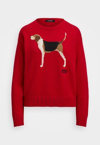 INTARSIA KNIT FOXHOUND COTTON SWEATER - Jersey de punto - red
