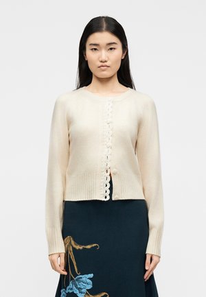 CREW NECK CARDIGAN - Cardigan - alabaster