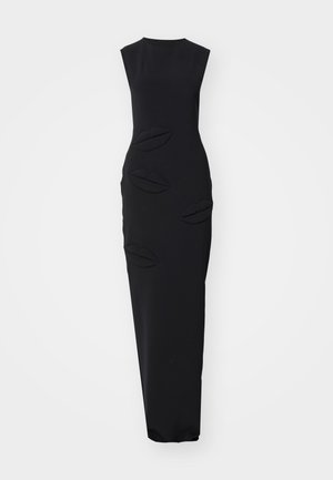 FITTED DRESS WITH MULTI LIP APPLIQUÉ - Galajurk - black