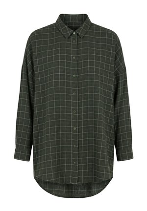 Studio Untold, MUSSELIN KAROBLUSE, OVERSIZED, LANGARM - Skjortebluse - dark olive
