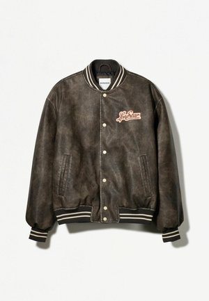 Bershka Kunstlederjacke - dark brown