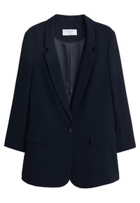 Námořnický blejzr z hladké látky s jedním knoflíkem, s výřezovými klopami a dvěma předními kapsami. Na míru šitý střih, uvolněná silueta.