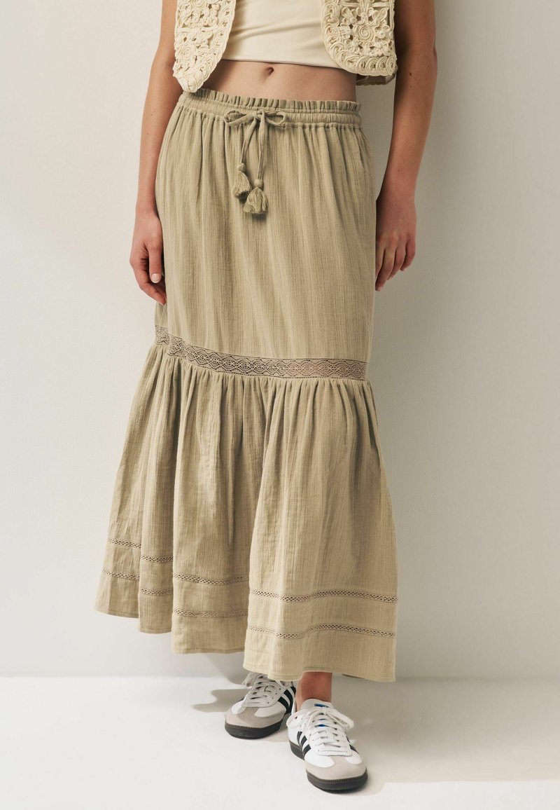 Next TIERED  REGULAR FIT - Jupe longue - khaki green