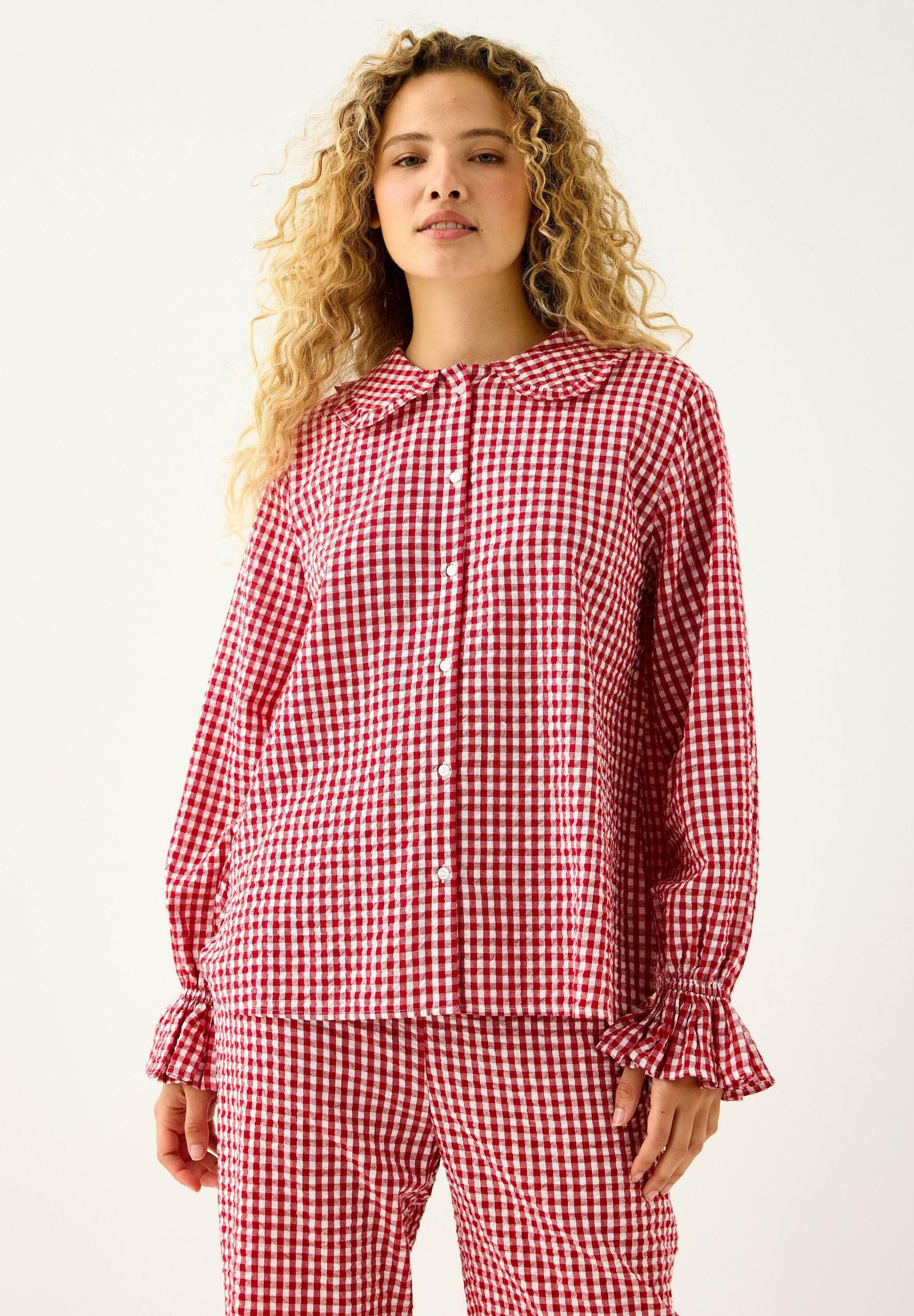 Lindex GINGHAM - Pyjama top - red - Zalando.co.uk