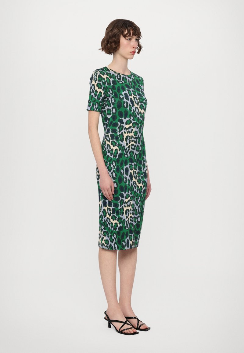 slim fit dress slacks Diane Von Furstenberg leopard wrap around dress white/ green/ yellow XL –  Known Source main image 1