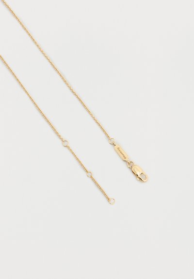 Λεπτό κολιέ με χρυσή αλυσίδα, ρυθμιζόμενο κούμπωμα και μικρούς οβάλ κρίκους, εμφανιζόμενο σε απλό λευκό φόντο.