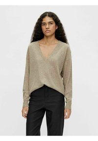 Object - OBJTHESS L/S V-NECK PULLOVER NOOS - Maglione - camel Immagine in miniatura 1