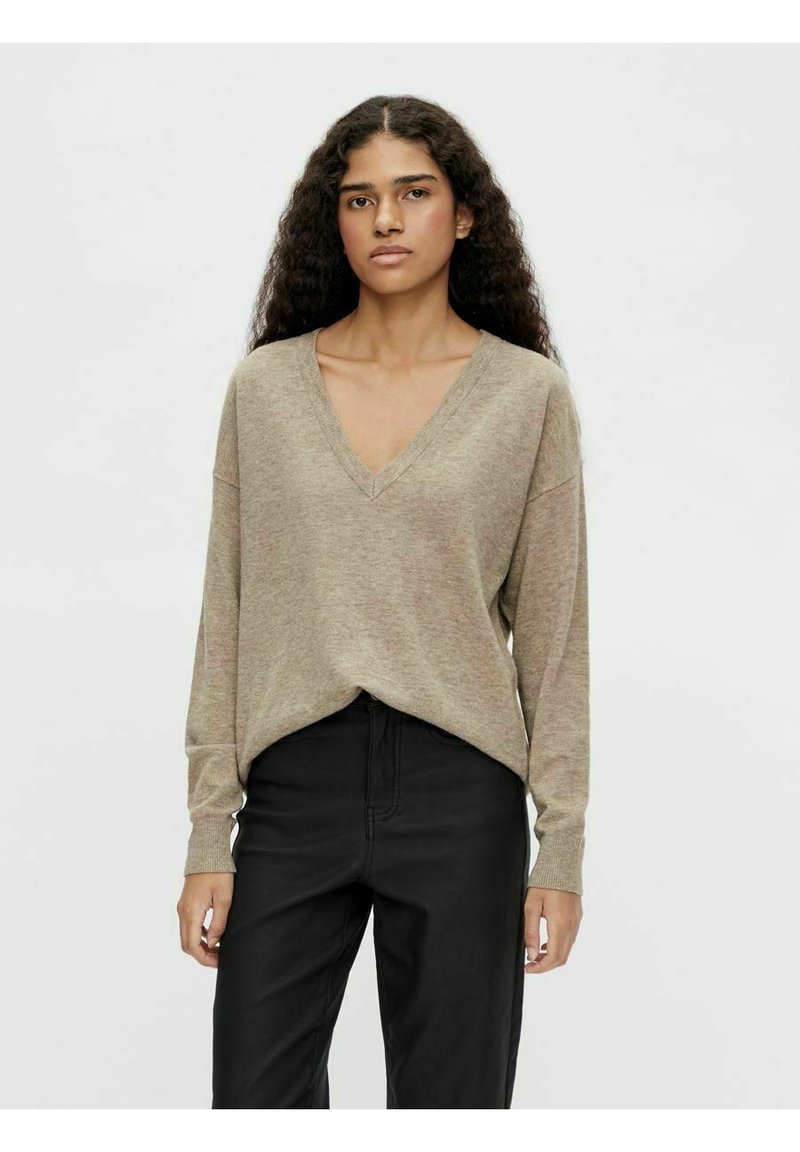 Object - OBJTHESS L/S V-NECK PULLOVER NOOS - Maglione - camel, Ingrandire