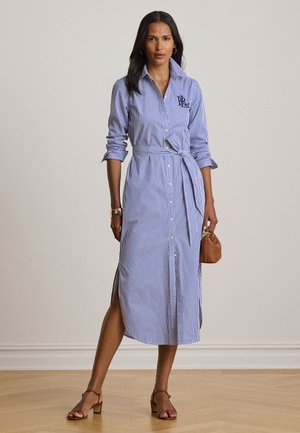 Lauren Ralph Lauren, STRIPED COTTON BROADCLOTH SHIRTDRESS - Риза рокля - blue/white