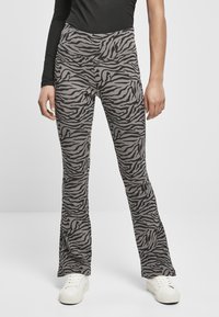 Urban Classics - HIGH WAIST ZEBRA CUT  - Pantalones - asphalt/black Imagen en miniatura 1