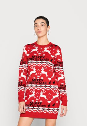 VIANNA REINDEER CHRISTMAS DRESS - Neulemekko - mars red