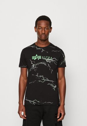 Alpha Industries LIGHTNING - Print T-shirt - black/poison green