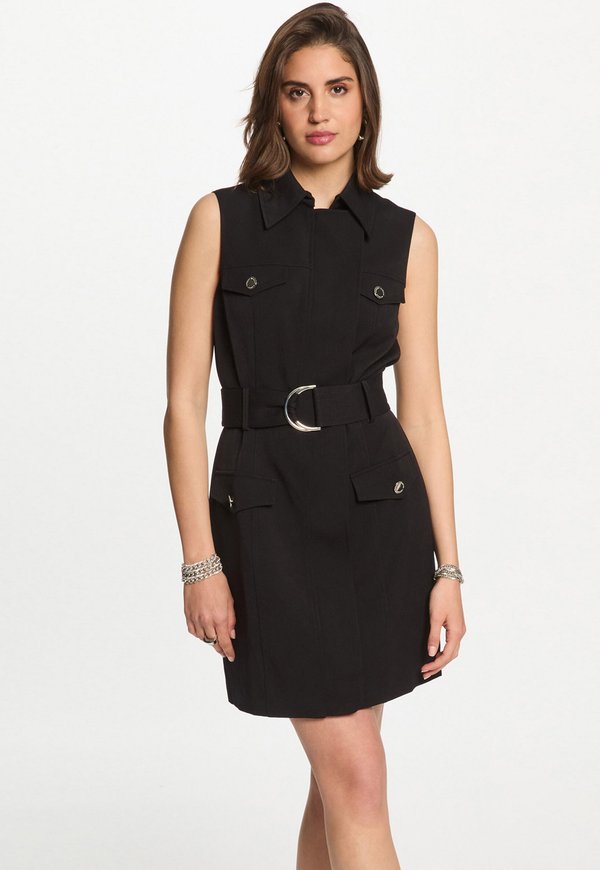 BELTED WAISTED  - Blusenkleid - noir