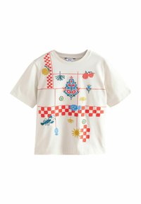 Next - REGULAR FIT - EMBROIDERED SHORT SLEEVE - T-Shirt print - ecru tablecloth print Thumbnail-Bild 1