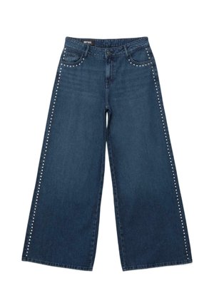 WITH HEART STUDS - Wide leg - grey denim