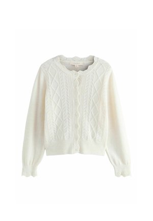 REGULAR FIT - POINTELLE BUTTON THROUGH SCALLOP WITH A TOUCH - Kardigán - ecru