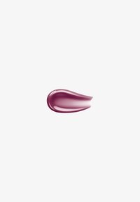 Glossy mauve lipstick smear with smooth texture on a plain white background, showing color and shine details.