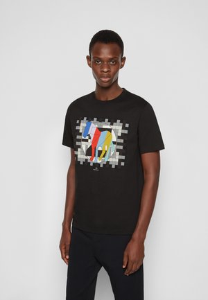 REGULAR FIT ZEBRA TESTCARD - T-shirt imprimé - black