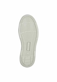 Suela de zapato de goma blanca con un patrón texturizado, que presenta formas de zigzag y espiga, y marcada con "s.Oliver" y talla 37.