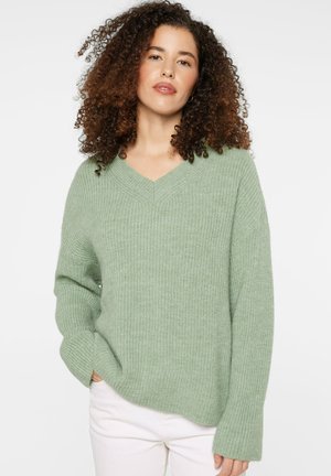 SENSES.THE LABEL, SENSES.THE LABEL PULLOVER IN RIPPSTRICK MIT V-AUSSCHNITT - Jumper - frosted lake