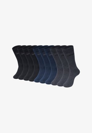 Confezione di 12 calzini in vari colori scuri: nero, blu navy, grigio. Realizzati in un tessuto morbido e liscio, con una fascia a coste e logo del marchio.
