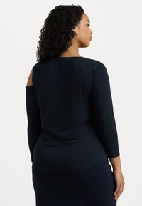 Lauren Ralph Lauren Woman BUCKLE TRIM CUTOUT STRETCH JERSEY TOP - Camisola de manga comprida - navy