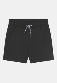 Czarne bawełniane szorty z elastycznym pasem, z plecionym sznurkiem w zygzakowaty wzór oraz dwiema bocznymi kieszeniami.