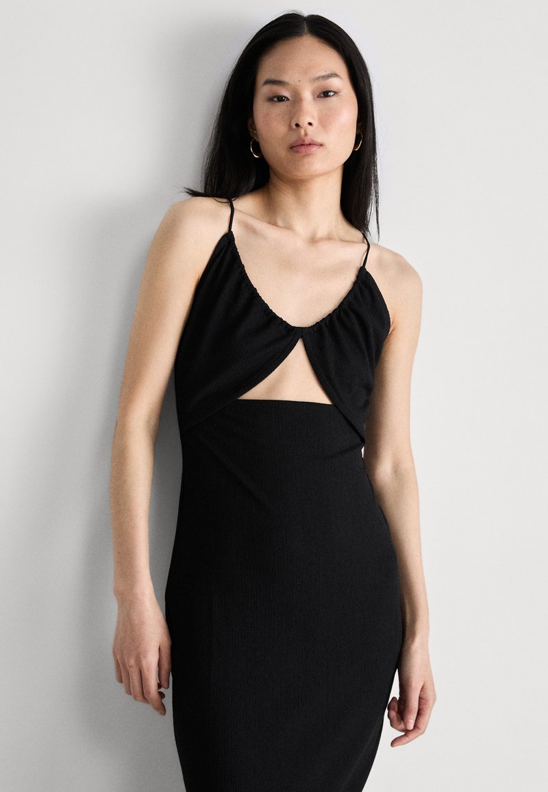 Calvin Klein Jeans TIE DETAIL LONG DRESS - Cocktail dress / Party dress -  black - Zalando.ie