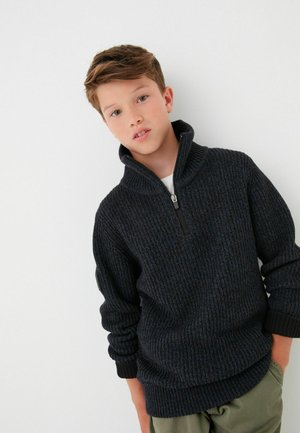 HIGH NECK ZIP - Svetr - navy blue