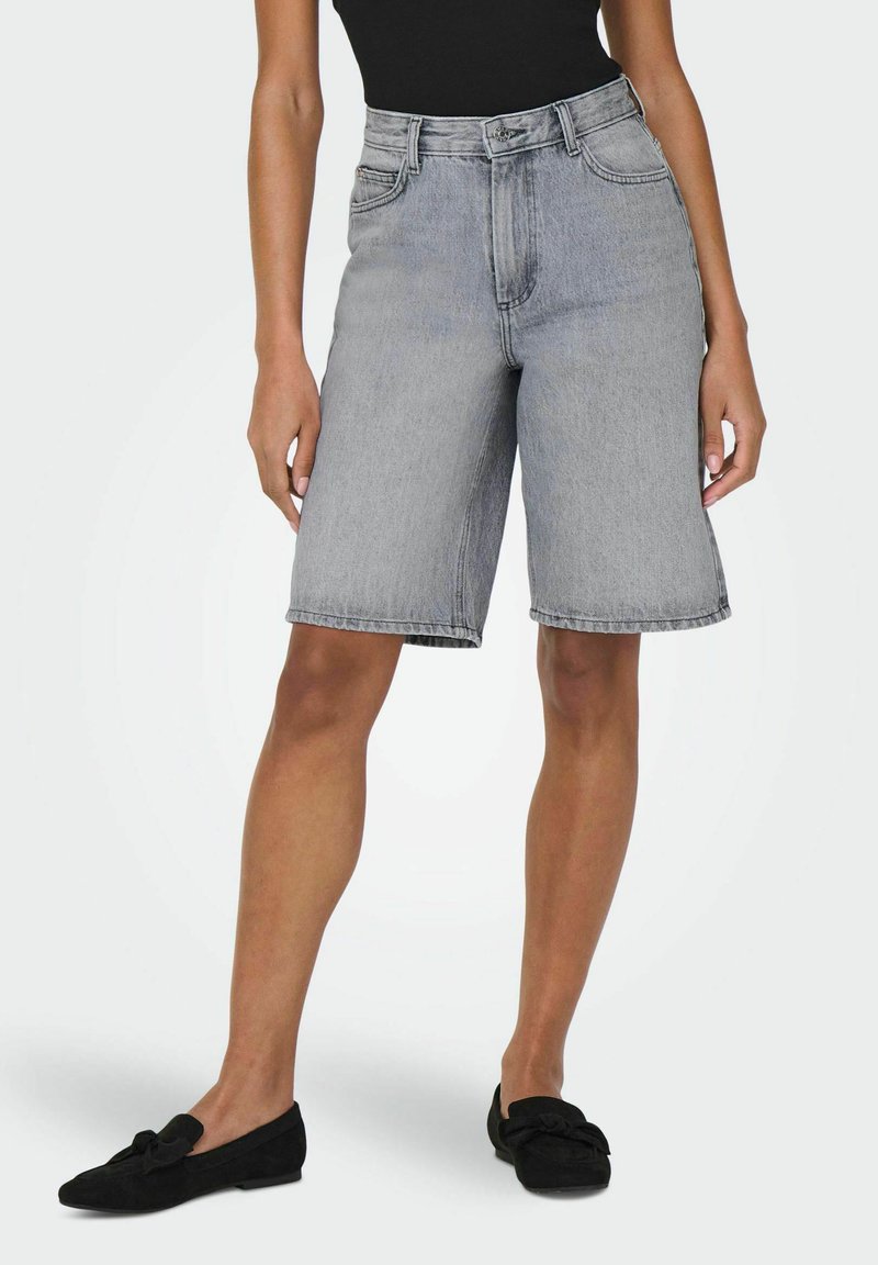 ONLY ONLSONNY HW WIDE - Kratke hlače od trapera - light grey denim