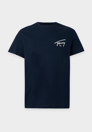 Tommy Jeans, SLIM SIGNATURE CHEST TEE UNISEX - T-shirt basique - dark blue