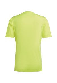 Sportshirt met korte mouwen in fluorescerend geel, gemaakt van ademend materiaal met een gladde textuur en een eenvoudige ronde halslijn.