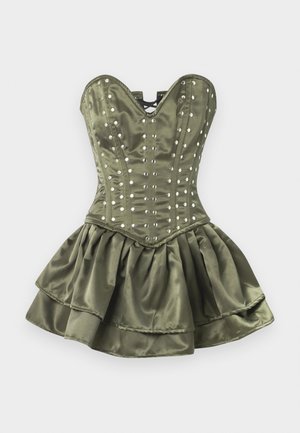 STUDDED CORSET MINI DRESS - Robe de soirée - khaki