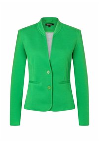 Grüner Blazer aus strukturiertem Stoff, mit Reverskragen, einem Knopfverschluss und zwei Fronttaschen. Entworfen für eine taillierte Silhouette.