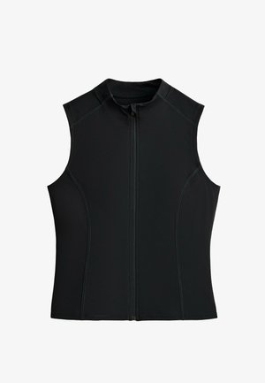 OYSHO, SLEEVELESS ZIP T-SHIRT 34701290 - Vesta - black