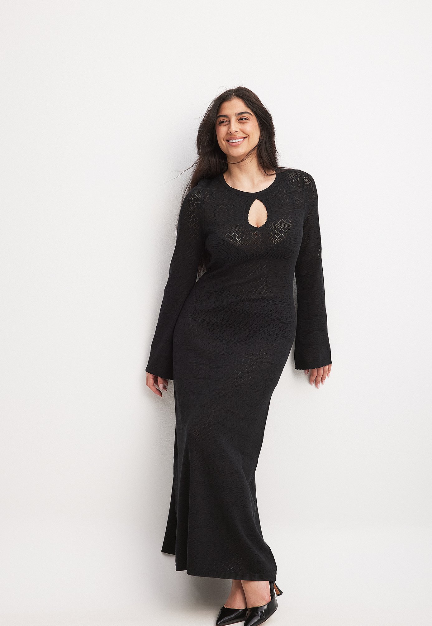 NA-KD KEY HOLE Gebreide jurk black/zwart