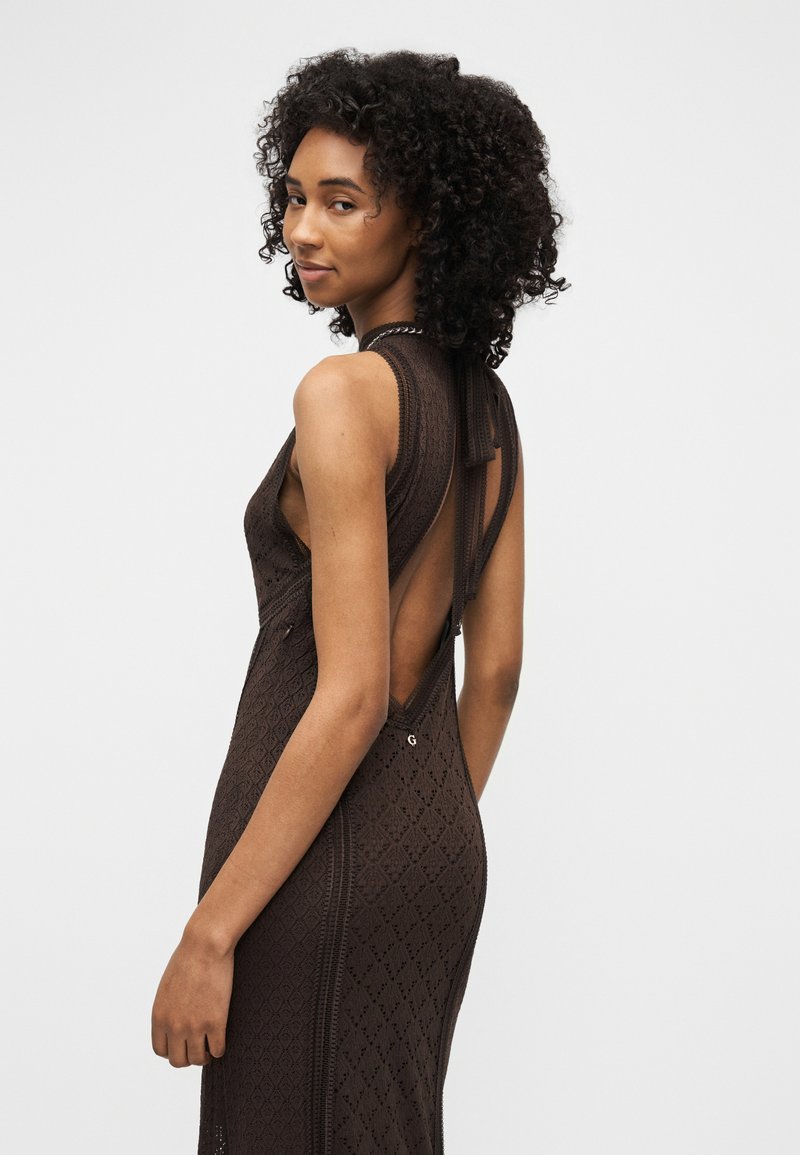 guess brown dress Guess LENA LONG DRESS - Jersey dress - espresso brown/light brown