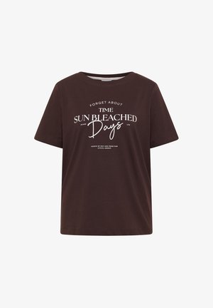 Cecil, T-SHIRT MIT BOAT NECK UND WORDING ARTWORK - T-shirt imprimé - brown cacao