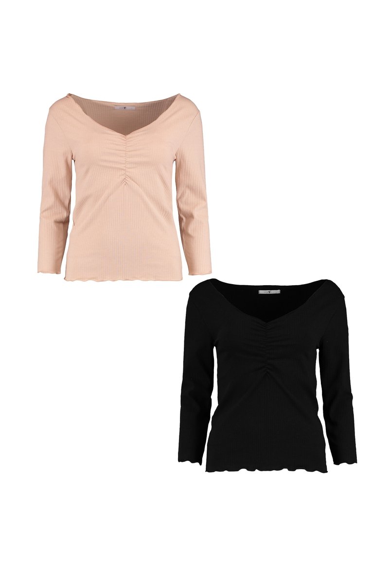 Hailys 2ER-SET V-AUSSCHNITT 3/4-ÄRMELN NORMALER SCHNITT - Langarmshirt - schwarz-beige