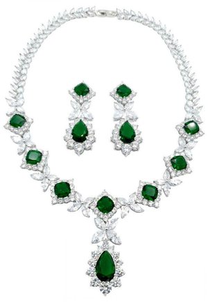 HEBE JEWELS HOCHZEIT PARTY - SET - Orecchini - dunkelgrün & weiss