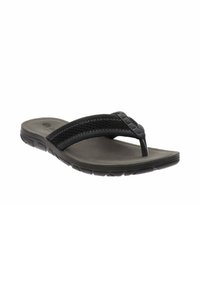 Infradito neri con fascette superiori testurizzate, soletta morbida e suola in gomma. Presenta dettagli cuciti e un design a sandalino. 