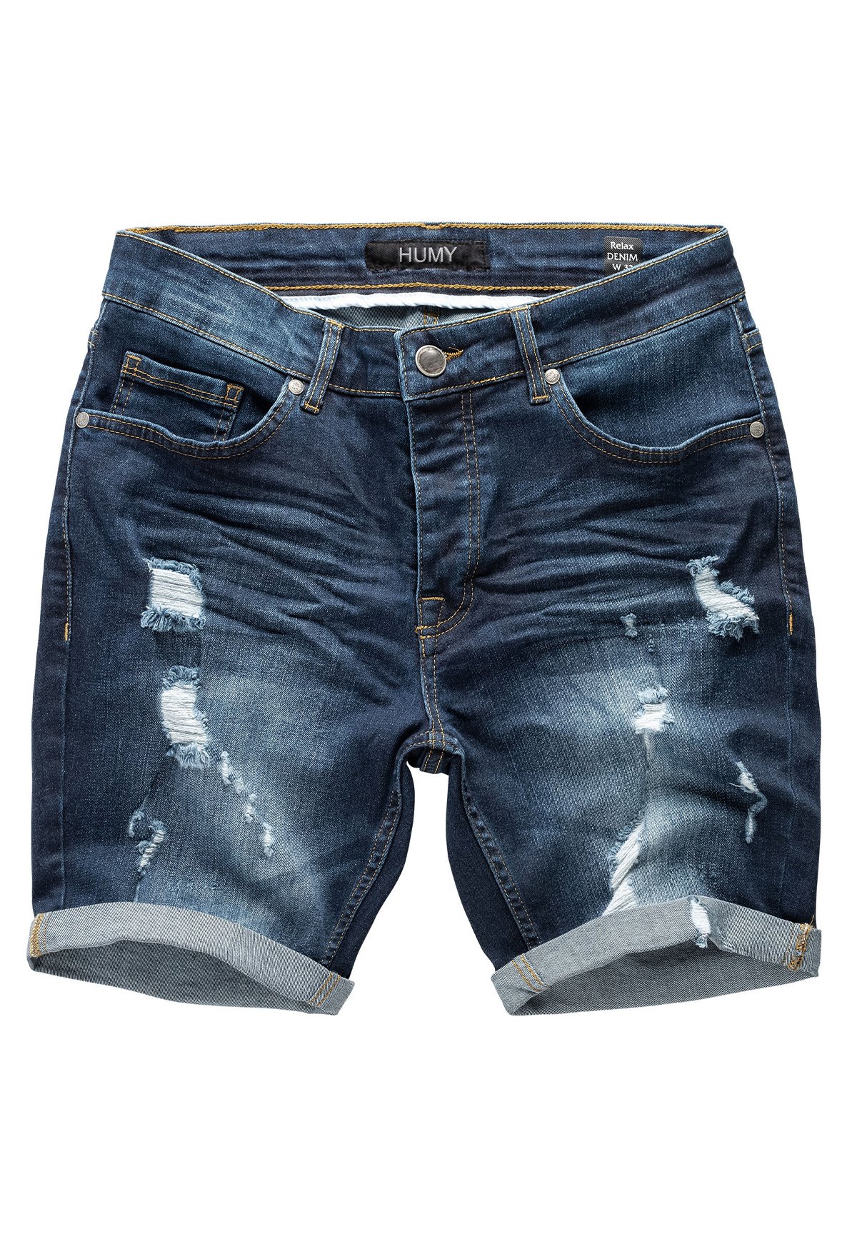 Humy STRETCH DESTROYED DESIGN A S Denim shorts dunkelblau/dark