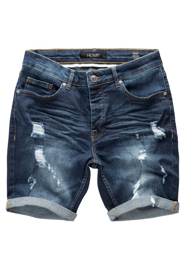 STRETCH DESTROYED DESIGN A S - Jeans Shorts - dunkelblau
